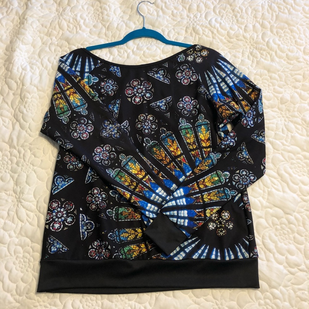 Black milk stained glass off the shoulder sweater